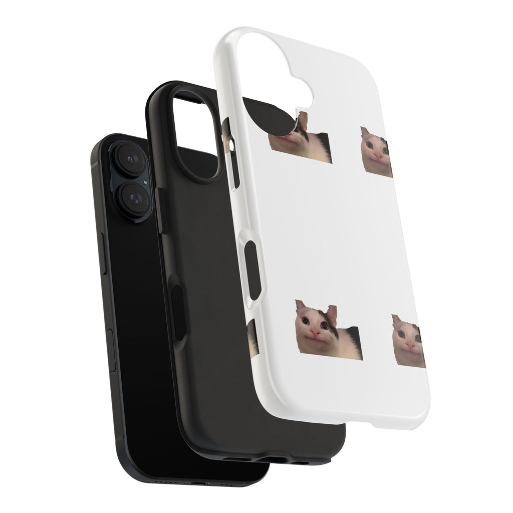Cute Cat Meme Tough Phone Case – Funny Kitty Face Protective Phone Cover