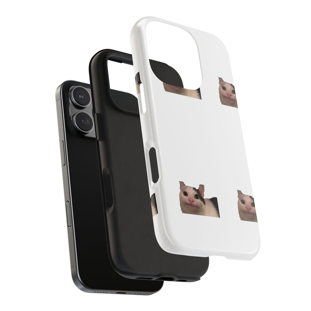 Cute Cat Meme Tough Phone Case – Funny Kitty Face Protective Phone Cover